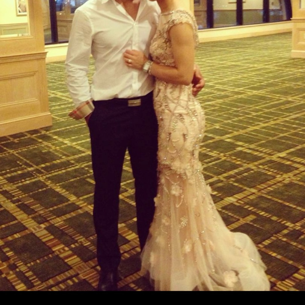 Mac Duggal Couture blush beaded dress - Picture 2 of 8
